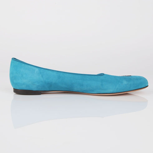 Women's Blue Suede Skull Loafer