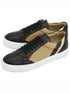 Women's Check And Leather Sneakers