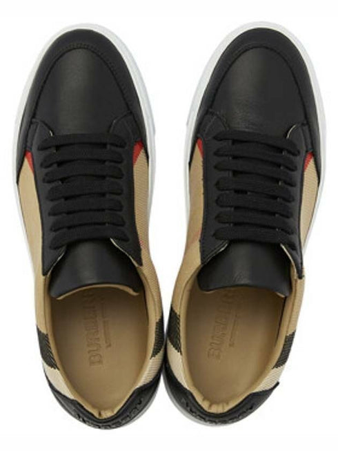 Women's Check And Leather Sneakers