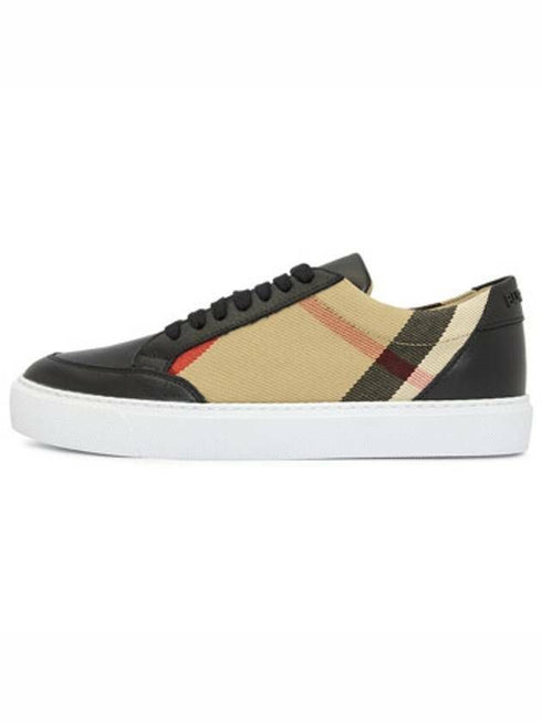 Women's Check And Leather Sneakers