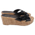 Women's Stuart Weitzman Carmen Wedge Sandals in Black Patent Leather