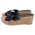 Women's Stuart Weitzman Carmen Wedge Sandals in Black Patent Leather