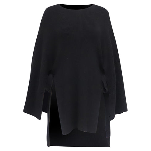 Women's Marni Oversized Knit Cape Sweater in Black Cotton