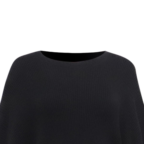 Women's Marni Oversized Knit Cape Sweater in Black Cotton