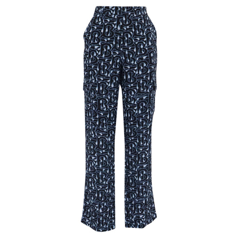 Women's Burberry Monogram Wideleg Pants in Multicolor Silk