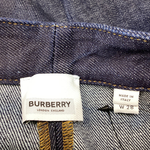 Women's Burberry Straight Leg Denim Pants in Navy Blue Cotton