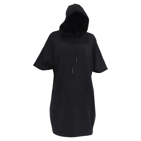 Women's McQ Aleander McQueen Flag Hoodie Short Dress in Black Cotton