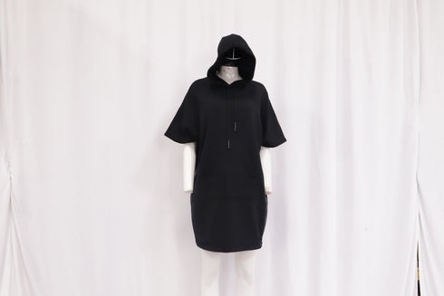 Women's McQ Aleander McQueen Flag Hoodie Short Dress in Black Cotton
