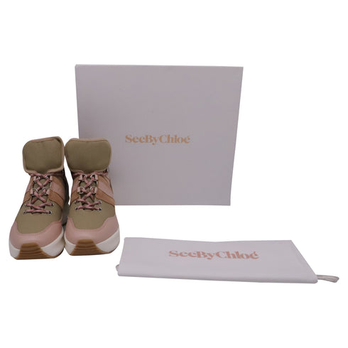 Women's See by Chloe Casey High-Top Sneakers in Multicolor Canvas and Leather