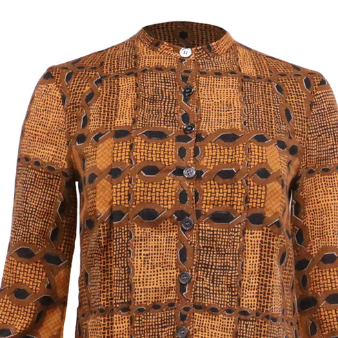 Women's Burberry Brit Irenie Printed Midi Shirt Dress in Brown Cotton