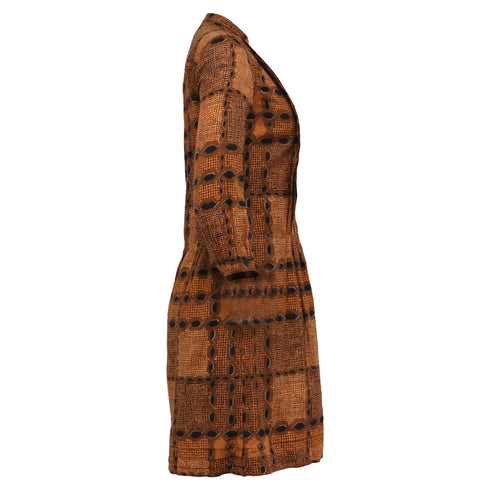 Women's Burberry Brit Irenie Printed Midi Shirt Dress in Brown Cotton