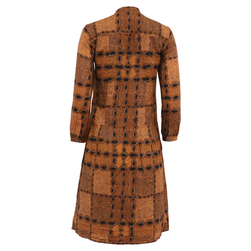 Women's Burberry Brit Irenie Printed Midi Shirt Dress in Brown Cotton