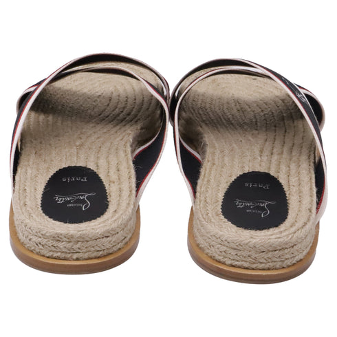 Men's Christian Louboutin Hot Cross Slide Sandals in Black Canvas