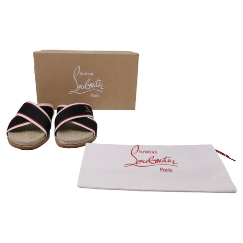 Men's Christian Louboutin Hot Cross Slide Sandals in Black Canvas