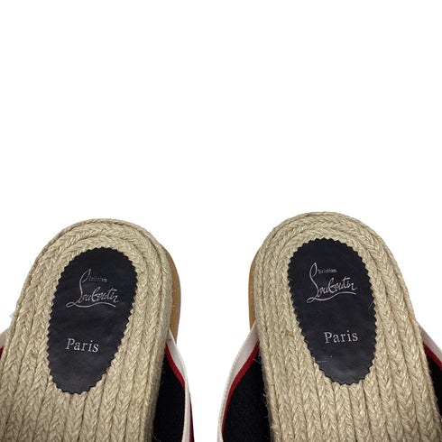 Men's Christian Louboutin Hot Cross Slide Sandals in Black Canvas