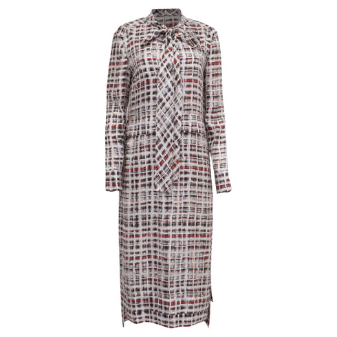 Women's Burberry Scribble Check Midi Dress in Multicolor Silk