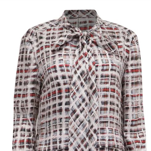 Women's Burberry Scribble Check Midi Dress in Multicolor Silk