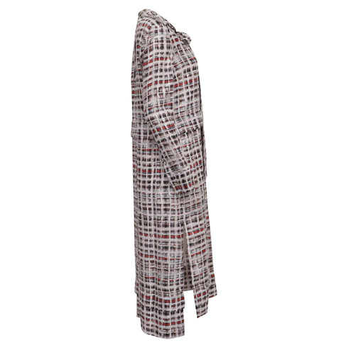 Women's Burberry Scribble Check Midi Dress in Multicolor Silk