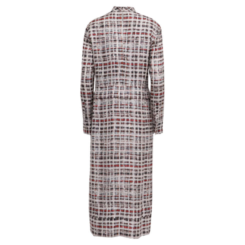 Women's Burberry Scribble Check Midi Dress in Multicolor Silk