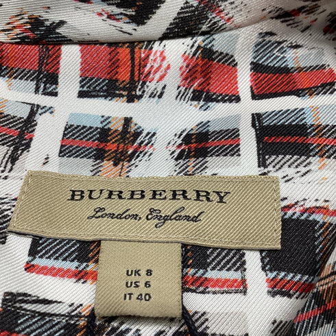 Women's Burberry Scribble Check Midi Dress in Multicolor Silk