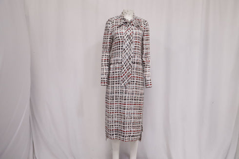 Women's Burberry Scribble Check Midi Dress in Multicolor Silk