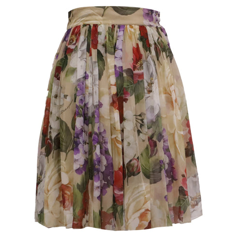 Women's Dolce & Gabbana Floral-Print Midi Skirt in Multicolor Silk