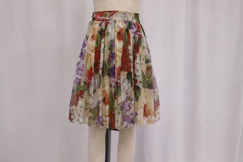 Women's Dolce & Gabbana Floral-Print Midi Skirt in Multicolor Silk