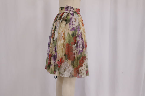 Women's Dolce & Gabbana Floral-Print Midi Skirt in Multicolor Silk