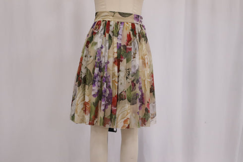 Women's Dolce & Gabbana Floral-Print Midi Skirt in Multicolor Silk