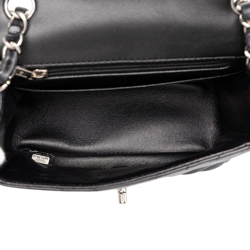 Square Classic Single Flap Bag Chevron Lambskin Mini