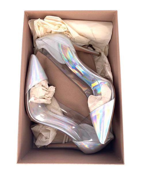 Women's Gianvito Rossi Plexi Laser Pumps in Silver Patent