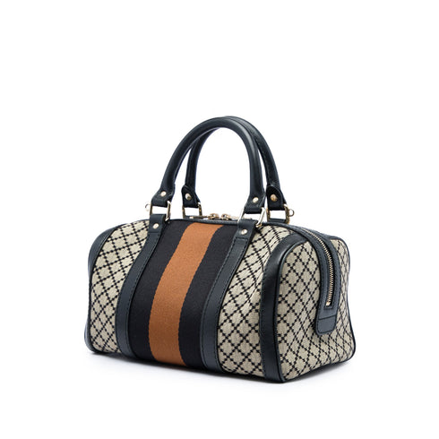 Vintage Web Boston Bag Diamante Canvas Small