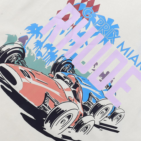 Rhude T-shirts Retro Racing Printed Cotton Casual Short Sleeve Men and Women