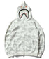 Bathing Ape Black and White Luminous Shark Coat High Quality Looped Fabric Hooded Shark Sweater