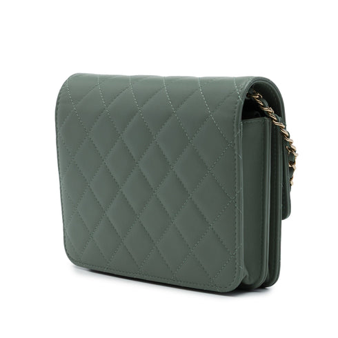 Square Wallet on Chain Quilted Caviar