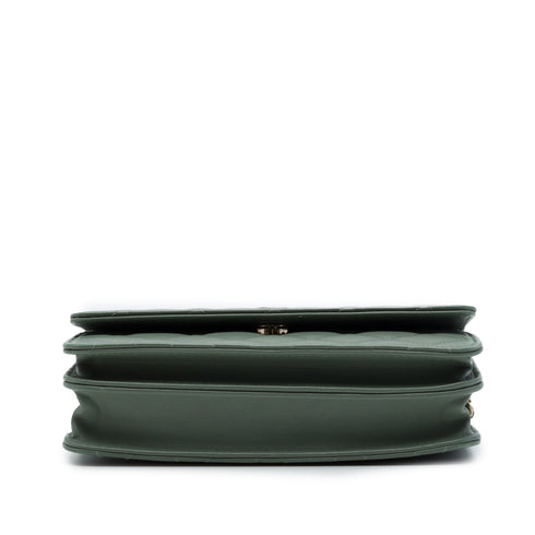 Square Wallet on Chain Quilted Caviar