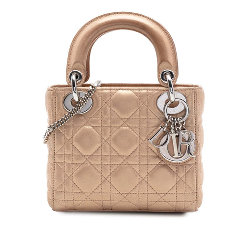 Lady Dior Chain Bag Cannage Quilt Iridescent Leather Mini