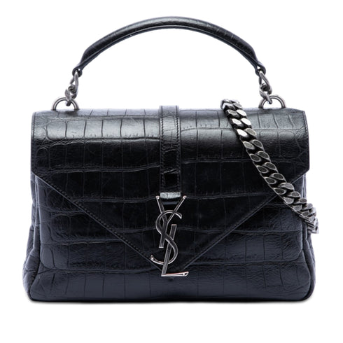 Classic Monogram College Bag Crocodile Embossed Leather Medium