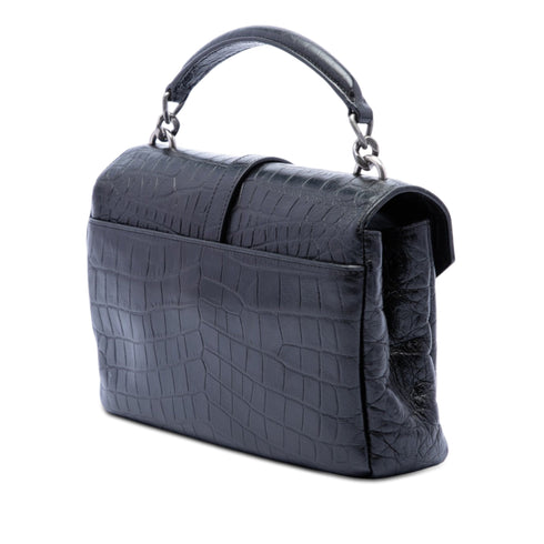 Classic Monogram College Bag Crocodile Embossed Leather Medium