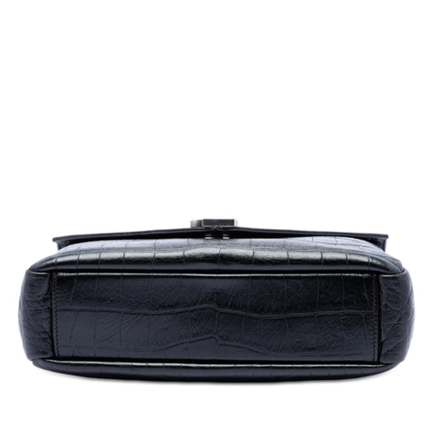 Classic Monogram College Bag Crocodile Embossed Leather Medium