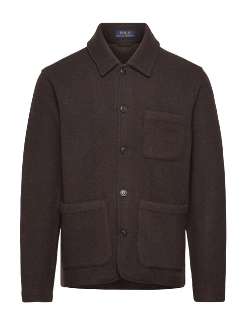 RALPH LAUREN Wool-Blend Utility Shirt Jacket Dark Brown
