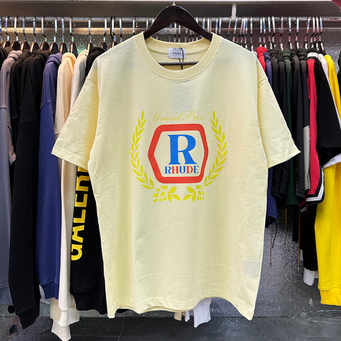 Rhude T-shirts Printed Cotton Loose Short Sleeves Men and Women