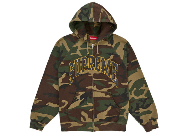 Supreme Cracked Raglan Zip Up Hooded Sweatshirt Woodland Camo