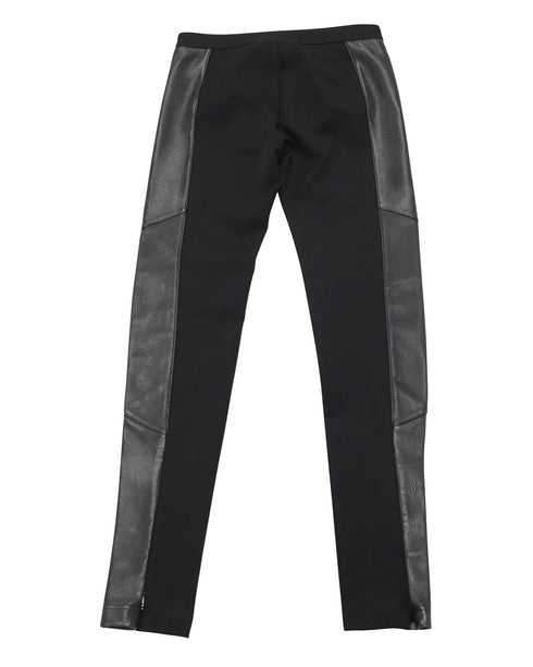 Women's Burberry Leather Side Panel Pants in Black Acetate
