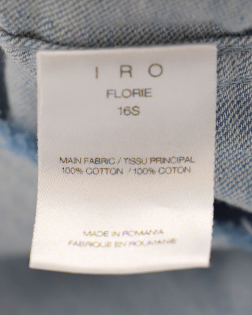 Women's Iro Jean Florie Frayed Sleeves Top in Light Blue Denim