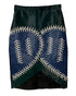 Women's Peter Pilotto Color Block Fur Skirt with Lace Detail in Multicolor Leather