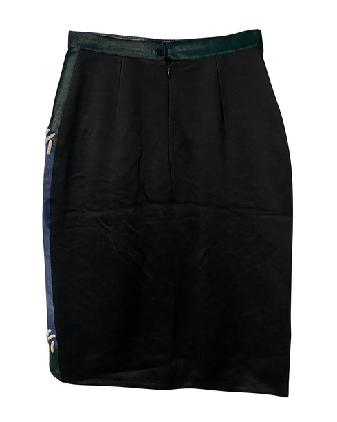 Women's Peter Pilotto Color Block Fur Skirt with Lace Detail in Multicolor Leather