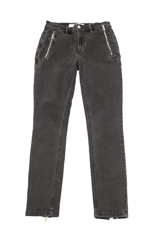 Women's Marc Jacobs Skinny Jeans with Metal Zipper in Black Cotton