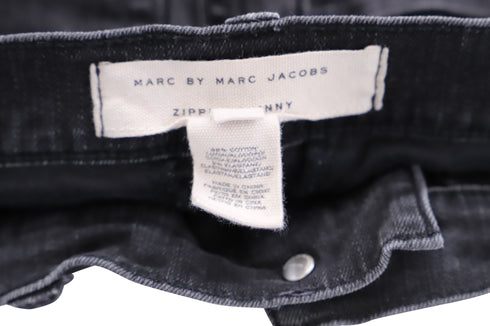 Women's Marc Jacobs Skinny Jeans with Metal Zipper in Black Cotton
