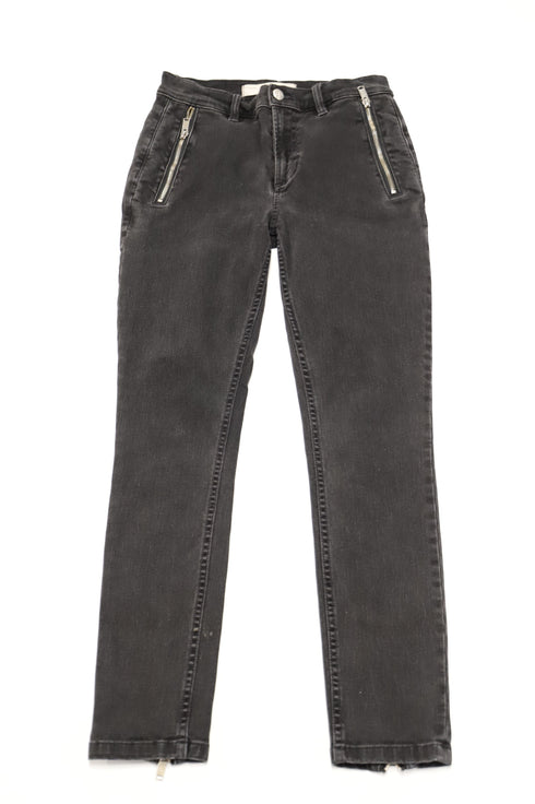 Women's Marc Jacobs Skinny Jeans with Metal Zipper in Black Cotton